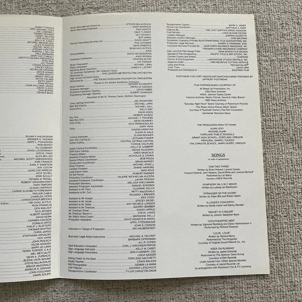 Mr. Holland's Opus (1995) Movie Press Kit / Program Booklet‎ – Richard Dreyfuss